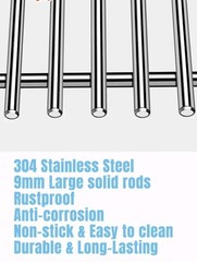 2 Pk HD 18″ X 10″ SUS304 9MM Stainless Cooking Grill Grates Fits Weber & Others