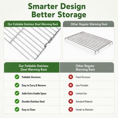 Stainless Steel Warming Rack for Pellet Grill, Foldable BBQ Upper Rack Replaceme