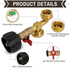 optheey Propane Refill Adapter with 4 caps, Yellow-Adapter 4 caps