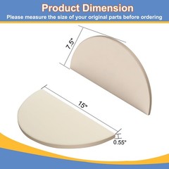 2 Pack Half-Moon Ceramic Heat Deflector Plates for Kamado Joe Classic I, II, …