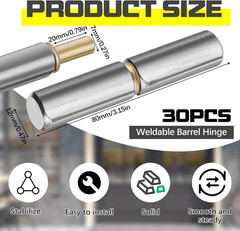 Yaocom 30 Pack 3 Inch Weld on Bullet Hinges BBQ Smoker Weldable Barrel Hinges He