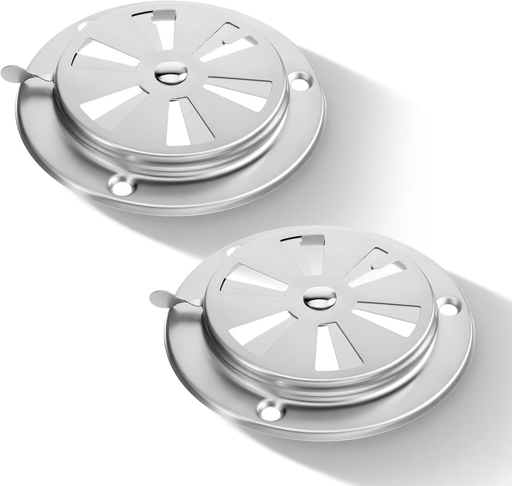 2 Pcs BBQ Smoker Air Vent Set Closable Vent for Adjusting Airflow Stainless Stee