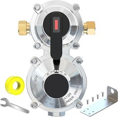 RV Propane 2-Stage Auto Changeover LP Propane Gas Regulator with Valve Support F