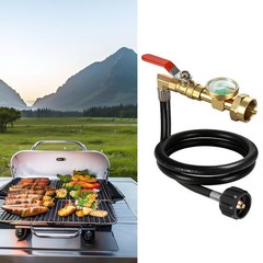 3 Foot Propane Refill Hose with Pressure Gauge and On Off Control Valve