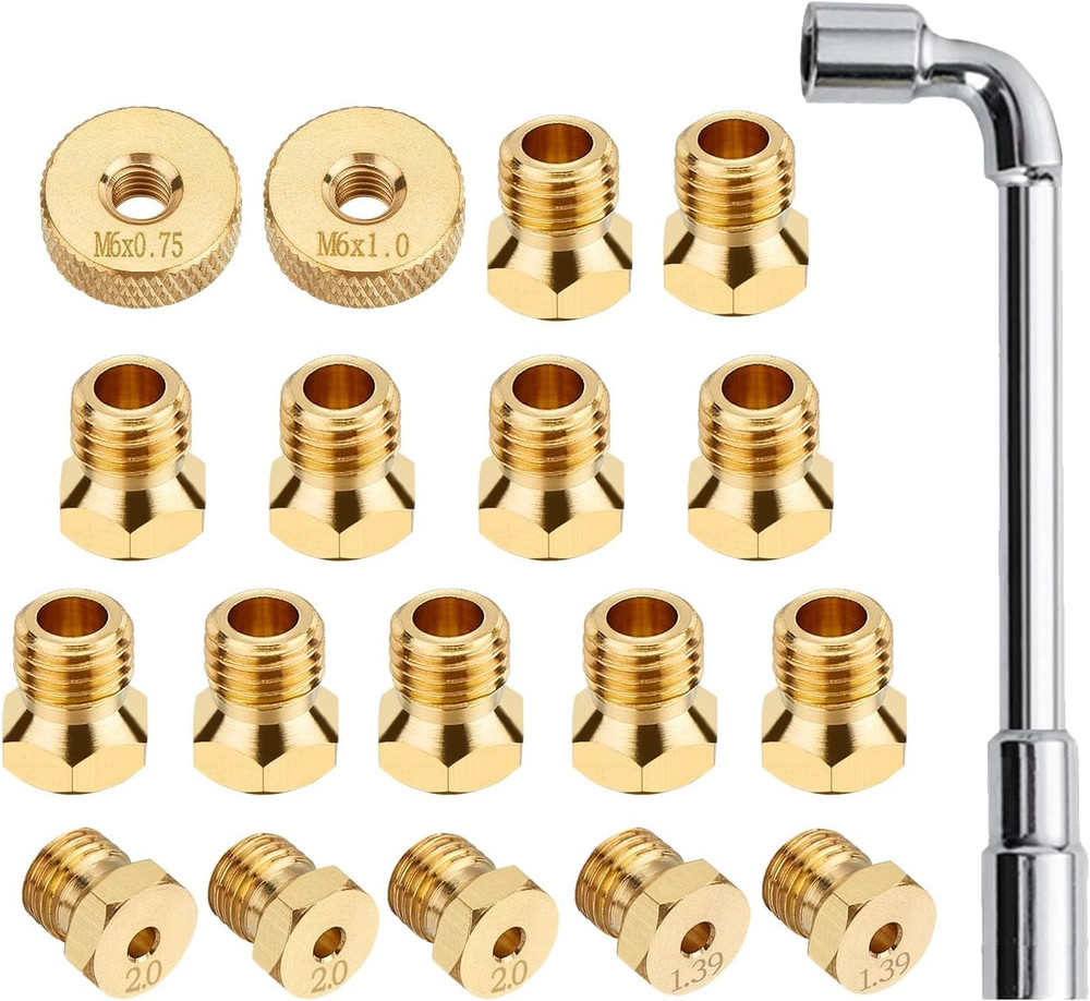 Natural Gas Orifices Nozzle Conversion Kit, DIY Burner Parts Brass Jet Nozzles f