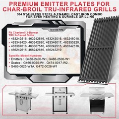 Emitter Plate & Grill Grate for Charbroil Commercial 3 Burner Gas Grill Parts…