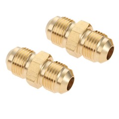 2Pc Brass 3/8″ Male Flare x 3/8″ Male Flare Coupling Fitting Propane BBQ Adapter
