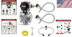 Versatile LP Propane Regulator Kit with 18″ Braided Hoses – Perfect for Travel