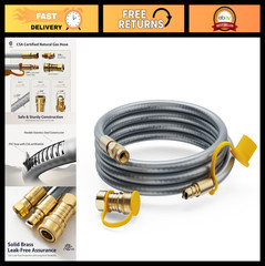15FT 3/8″ ID Natural Gas Hose – Durable PVC Rubber, Quick Connect for Grills & H