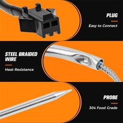 Replace 9007080006 Temperature Meat Probe for Masterbuilt Electric Smoker 1pc