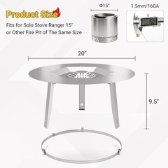 Upgraded Heat Deflector for Solo Stove Ranger 15’’, 304 Stainless Steel Heat …