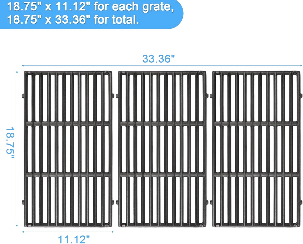 Weber 66089 66097 Grill Grates 3PCS Genesis II GS4 Series Cast Iron Replacement
