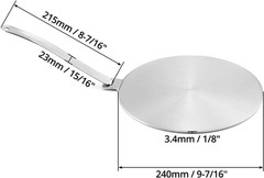 9.45” Stainless Steel Induction Diffuser Plate Even Heat with Detachable Handle.