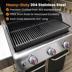 19.5″X12.9″ 304 Stainless Steel Grill Grates – 9MM – 7528/7524 Replacement for W