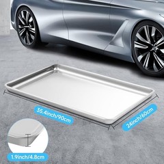 2Pcs Stainless Steel Oil Drain Drip Pan for Under Car, 35.4 x 24 x 1.9” Metal