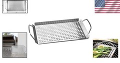 Heavy-Duty 11”x7” Stainless Steel Grill Grid with Handles for Perfect Grilling