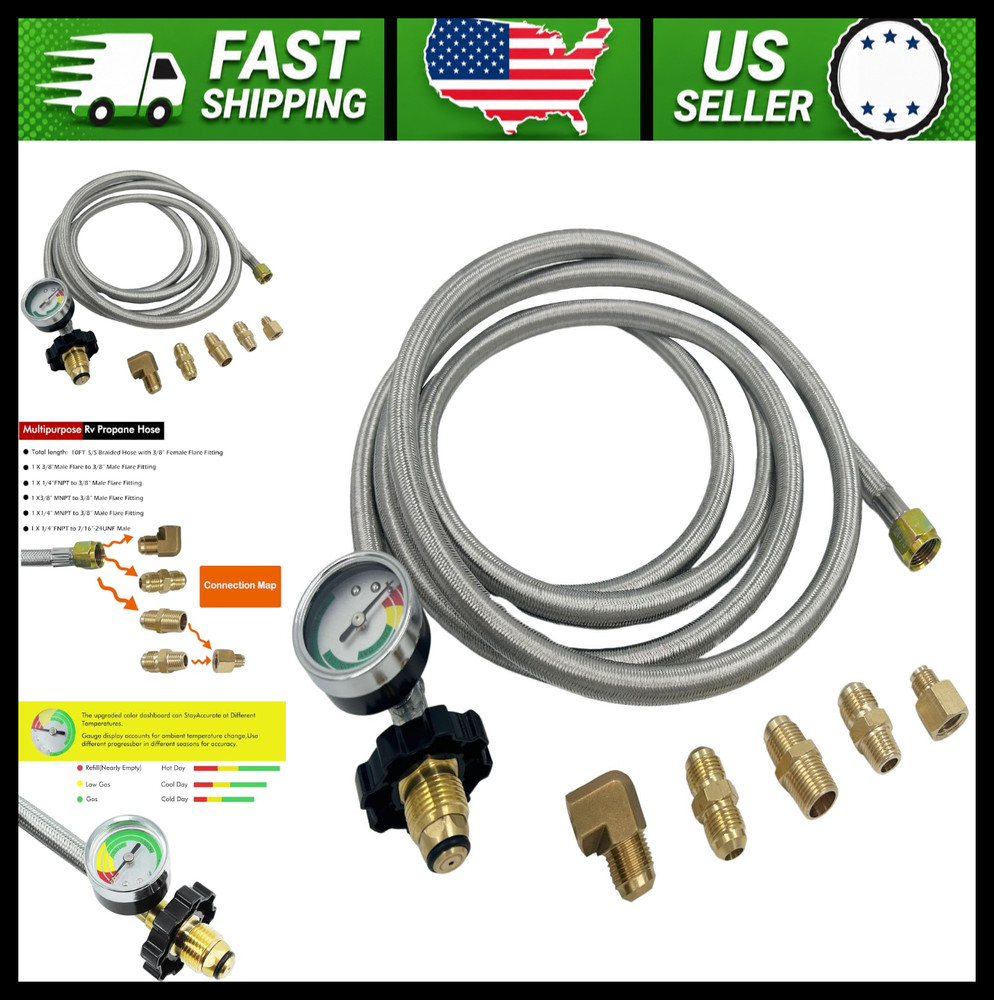 Mensi Propane Gas Hose 3/8″ Fittings 1/4″ NPT Male 3/8″ Male Flare 1/4