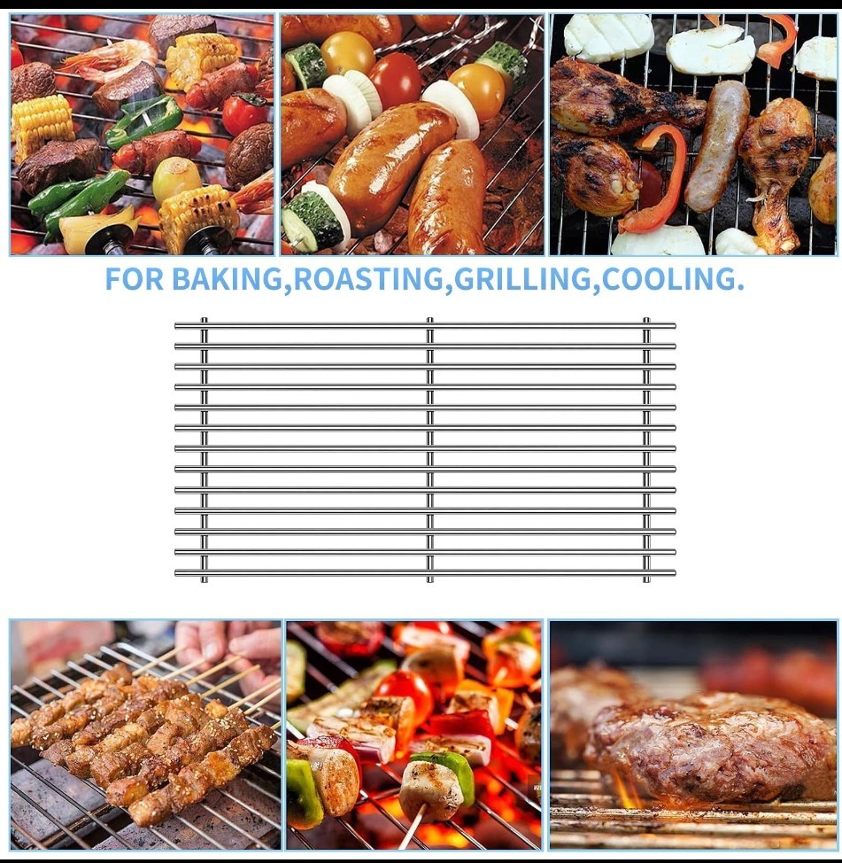 2 Pk HD 18″ X 10″ SUS304 9MM Stainless Cooking Grill Grates Fits Weber & Others