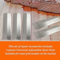 Upgraded Universal Adjustable Grill Parts, Heat Plate Stainless Steel 5 P