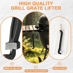Cast Iron Grill Grate Lifter Tool 2 Pack 8 Inch Black Easy Safe BBQ Grate Remove