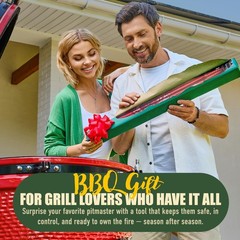 24 inch BBQ Tongs – 1 Year Warranty, 100% Stainless Steel Long Metal Grill Tongs