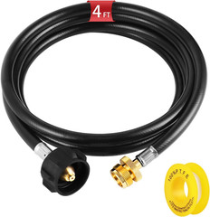 Propane Hose 4Ft 1/4 Rubber Adapter for 1 Lb to 20 Lb Cylinders Grills Heater
