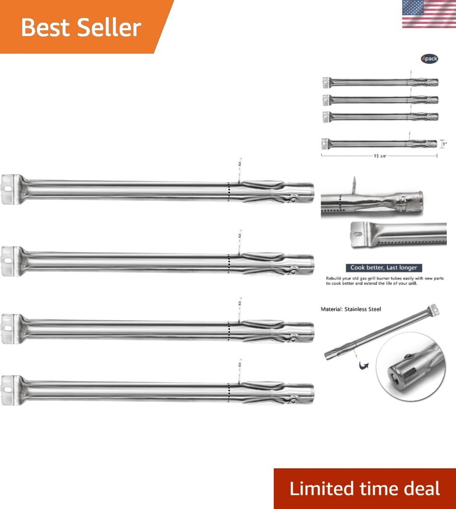 15 3/8″ Stainless Steel Tube Burner 4-Pack for Kenmore & Outdoor Gourmet Grills