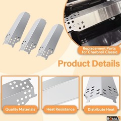 Grill Parts for Charbroil Classic 360 3-Burner 13″ x 4″(3-Pack SS), silver