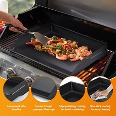 Universal Cast Iron Griddle 17″ X 13″,Stove Top Griddle for Gas Grills,Fire P…
