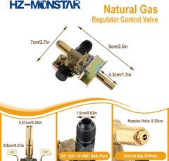 Natural Gas Conversion Control Valve Kit, Gas Grill Burner Regulator Valve with