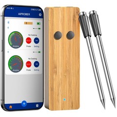 Bluetooth Wireless Meat Thermometer with 2 Ultra-Thin Silver And Black