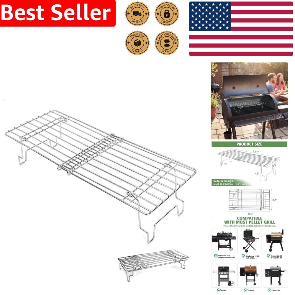 Smoker Warming Rack Stainless Adjustable Folding Universal Pit Boss Blackstone