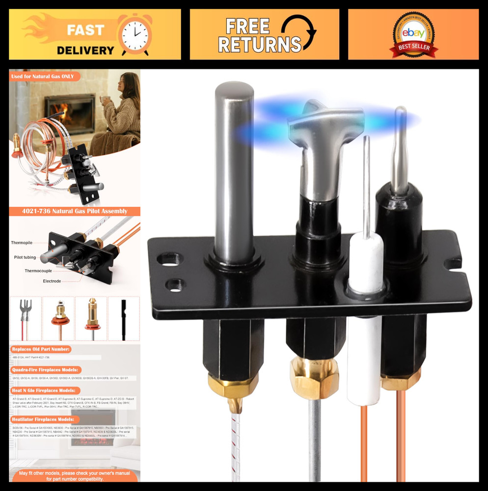 Natural Gas Pilot Assembly Kit for Fireplaces – Thermocouple, Thermopile & Tubin
