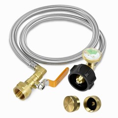 Devvicoo Propane Refill Adapter For 1 Lb. Tanks 3 Ft Stainless Steel Hose
