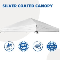 10×10 Canopy Top,Sliver-Coated Pop Up Canopy Tent Top Cover Roof with Ropes a…
