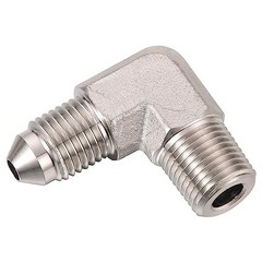 3AN Male Flare to 1/8 NPT Pipe Male Stainless Steel 3AN to 1/8 NPT 90 Degree