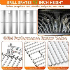 2 Pack 17in Stainless Steel Grill Grates Fits Nexgrill 720-0830H 4-Burner Gas