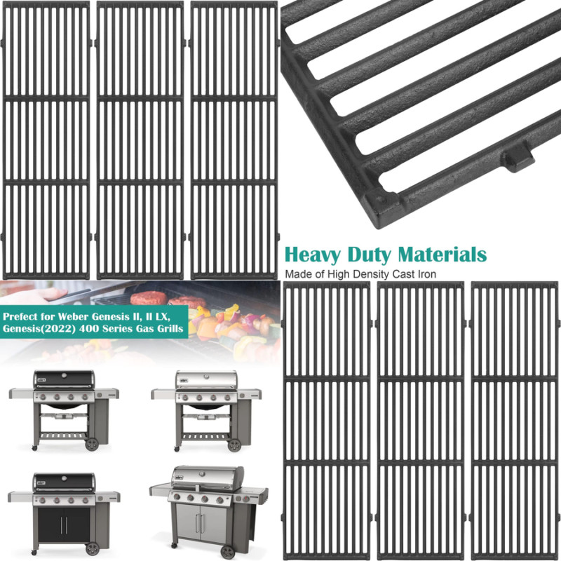 Cast Iron Grill Grates For Weber Genesis II 400, LX 400 E-410 S-410 E-435 S-435