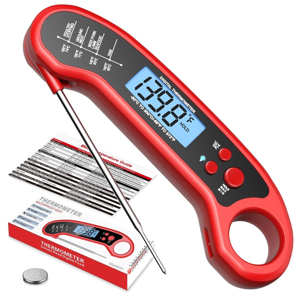Meat Thermometer Digital, Instant Read for Grill and Red