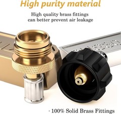 12FT Propane Hose with Gauge, Propane Hose Adapter 1lb to 20lb, Stainless Steel