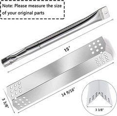Stainless Steel Grill Replacement Parts – Burner Tube & Heat Plates – 4 Pack
