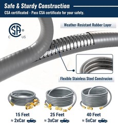 Flexible 15ft Natural Gas Hose for Low Pressure Appliances
