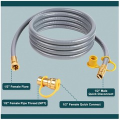 Versatile 12ft Natural Gas Hose for Grill, Heater, Fire Pit