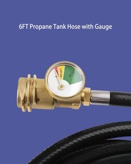 6 Feet Propane Tank Extension Hose with Gauge for 100 lb Propane Tank, Propane T