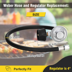 25IN for Weber Hose and Regulator Kit, for Replacing the Regulator on Weber