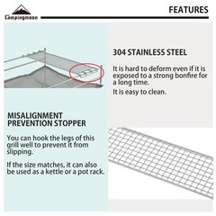 CAMPINGMOON 304 Stainless Steel Cooking Grates For Camping Stove Grill MTGG
