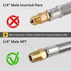 ATKKE 15 inch RV Propane Hoses, Hose 1/4 NPT Male, silvery