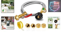 Propane Adapter for 1 lb. Tanks with Tank Gauge & Control Valve, 3 FT Propane..,