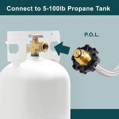 GASPRO 5FT Propane Hose Adapter 1lb to 20lb, Steel Braided, Brass Fittings