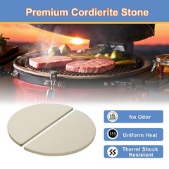 2 Pack Half-Moon Ceramic Heat Deflector Plates for Kamado Joe Classic I, II, …